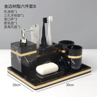 European 8 Piece Hotel Bathroom Accessories Set Restroom Toiletries Shampoo Bottle Soap Box Storage Trays Decorative Home Decore