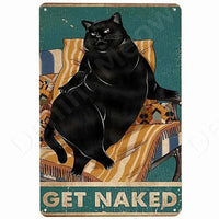 Happy Retro Tin Sign Tuxedo Cat Metal Sign Golfing Cat Plaque Poster Home Cafe Bar Bathroom Wall Decor