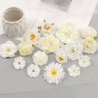 White Artificial Flowers Heads Silk Fake Flowers For Home Decor Party Wedding Decoration DIY Valentine's Day Gifts Accessories