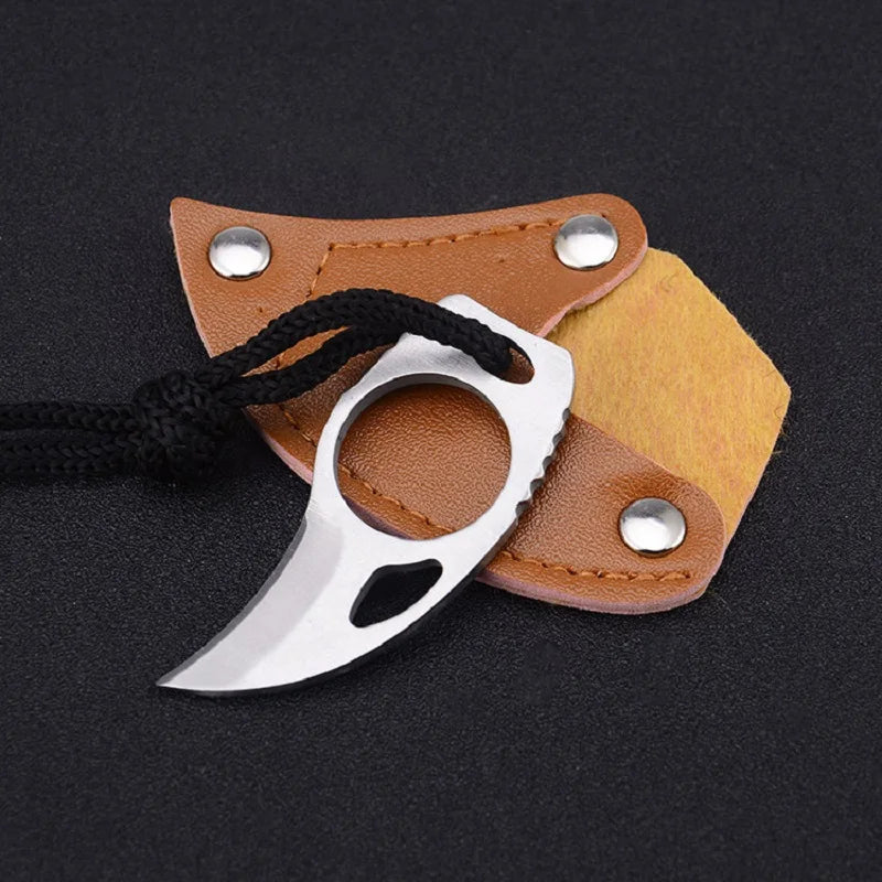 Leather Sheath Cutter Mini Portable Claw Knife Tool Outdoor Camp Gadget Opener Open Survive Box Package