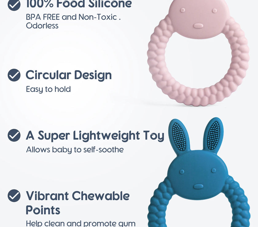 1Pcs Baby Teether Silicone Toy BPA Free Cartoon Rabbit Nursing Teething Gifts Baby Health Molar Chewing Newborn Accessories Toy