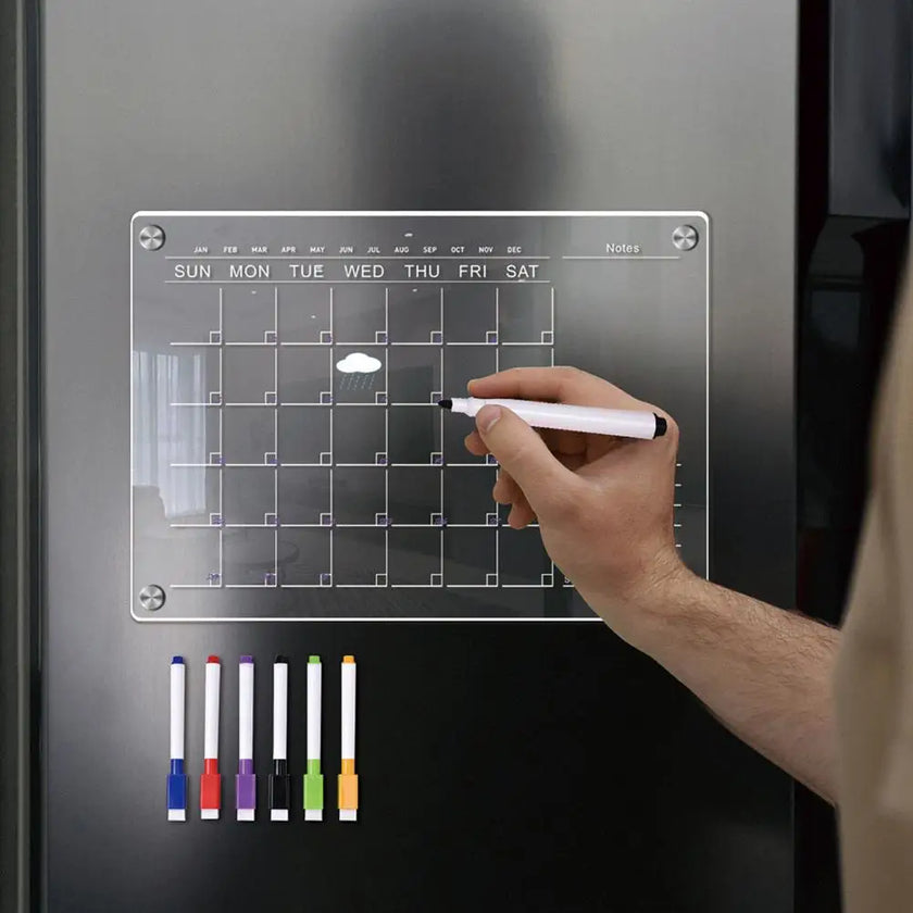 Monthly Board Calendar Monthly Board Reusable Magnetic Fridge Calendars with Scratch-proof Boards Marker Pens Stay Organized