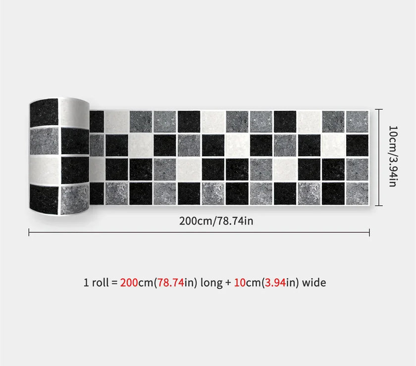 10X200cm Long Strip Wall Stickers Floor Kitchen Bathroom Living Room Skirting Line Wall Decor Waterproof Peel & Stick Wallpaper