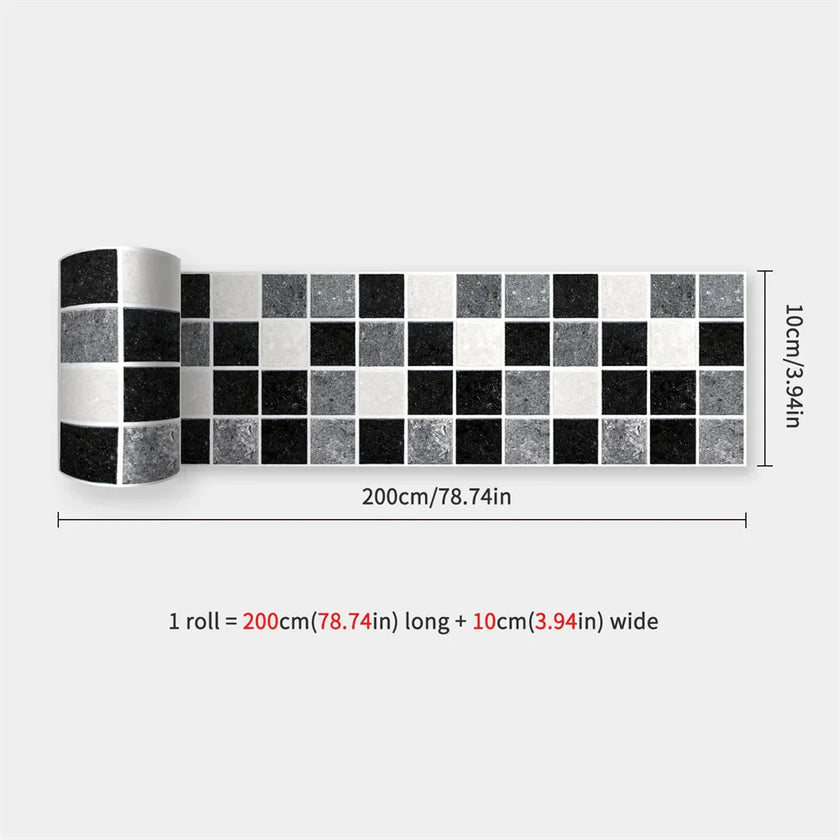 10X200cm Long Strip Wall Stickers Floor Kitchen Bathroom Living Room Skirting Line Wall Decor Waterproof Peel & Stick Wallpaper