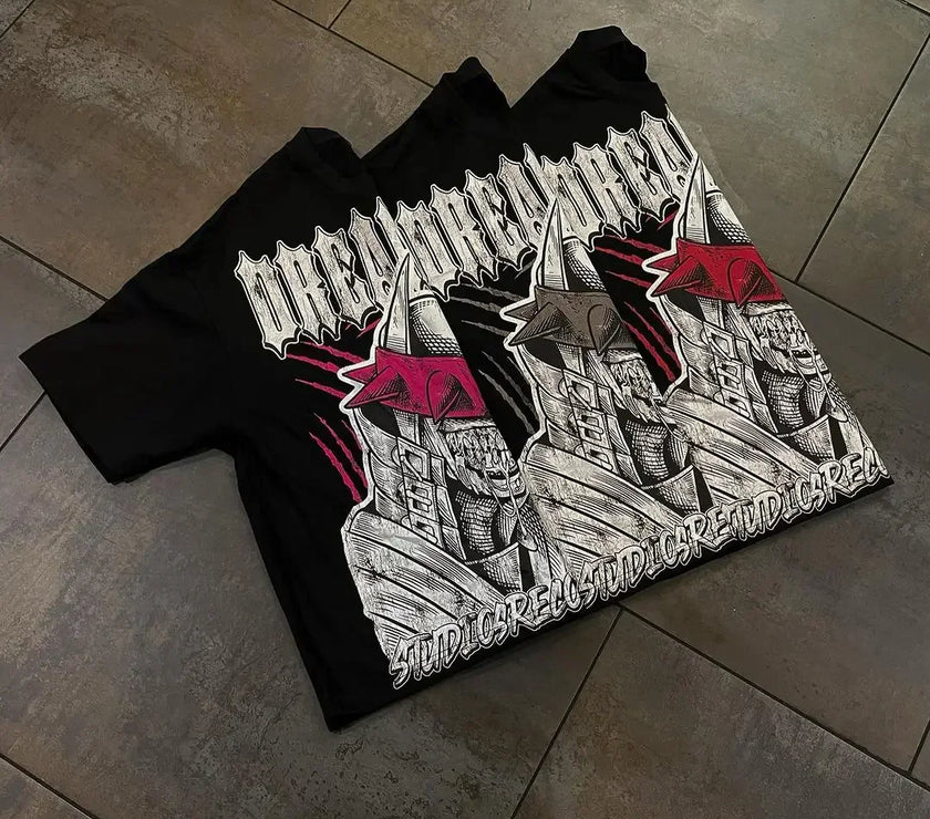 shirts Print Cotton Oversized Harajuku Gothic Short Sleeved y2k top