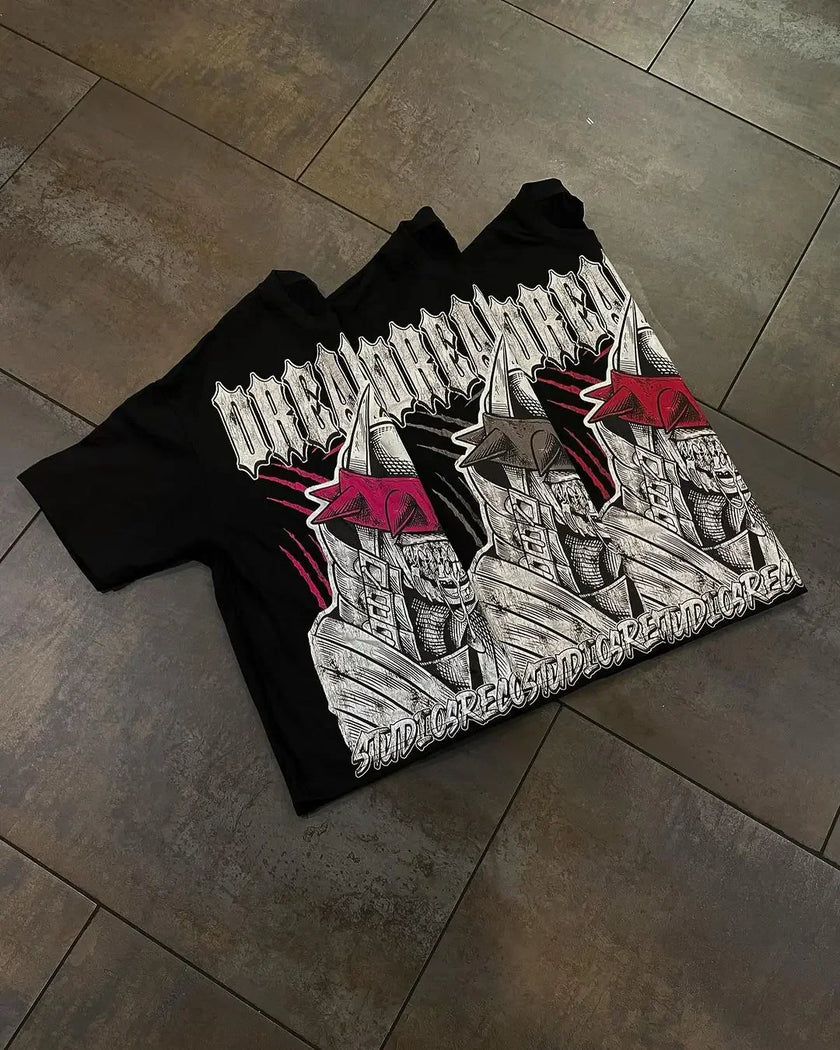 shirts Print Cotton Oversized Harajuku Gothic Short Sleeved y2k top
