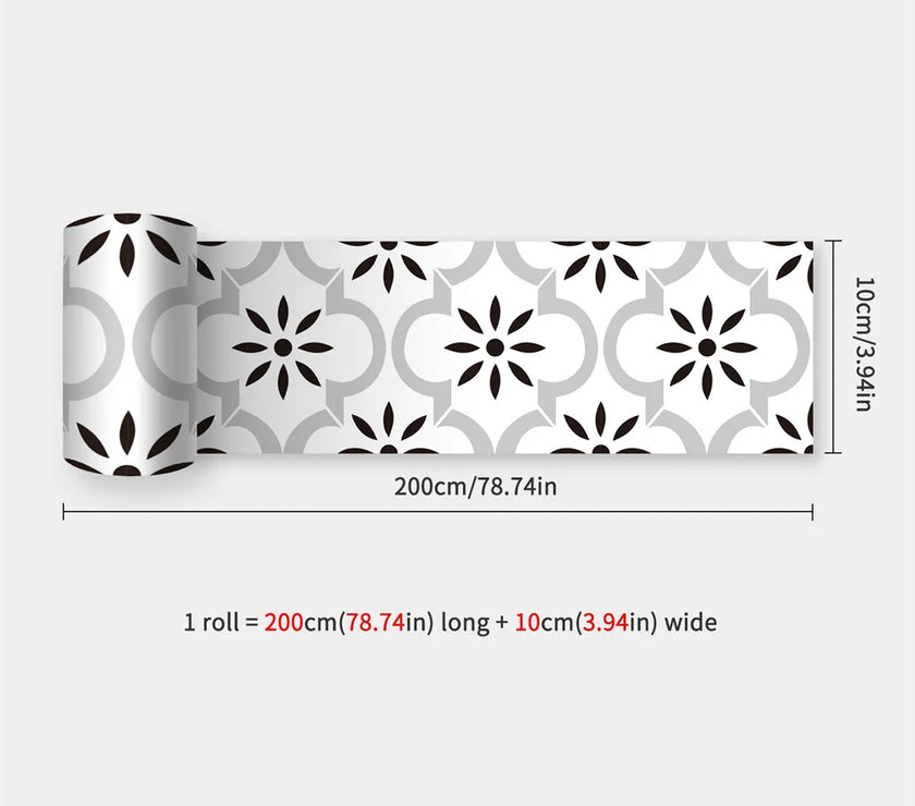 10X200cm Long Strip Wall Stickers Floor Kitchen Bathroom Living Room Skirting Line Wall Decor Waterproof Peel & Stick Wallpaper