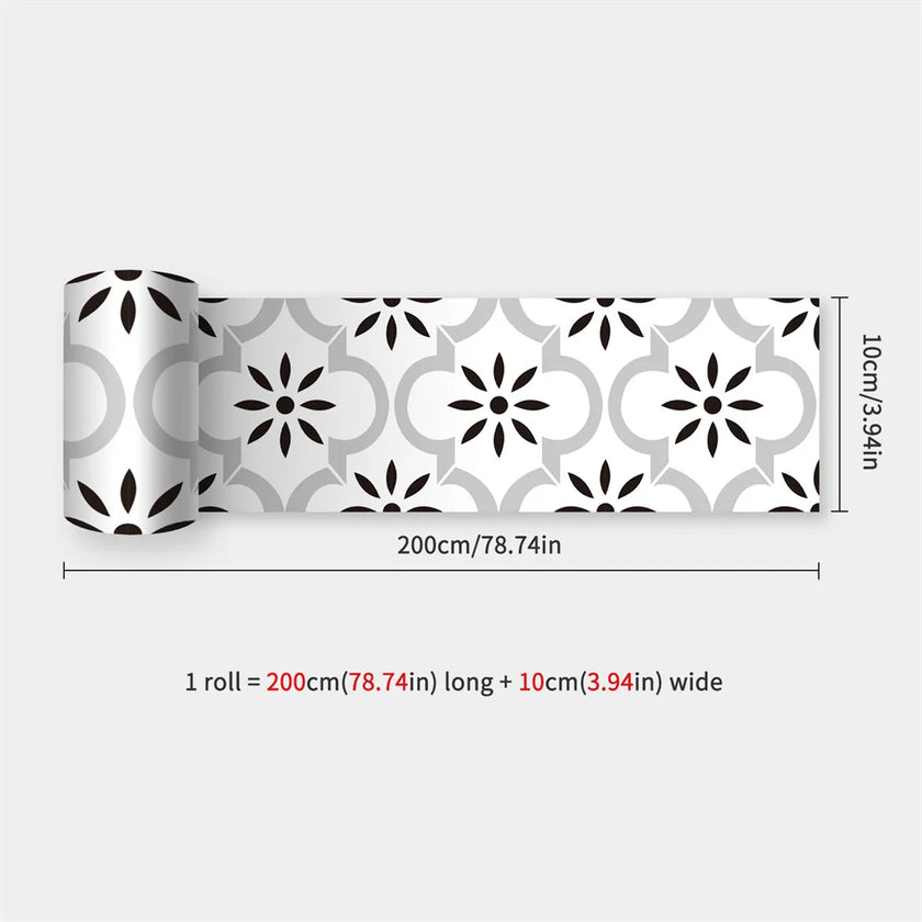 10X200cm Long Strip Wall Stickers Floor Kitchen Bathroom Living Room Skirting Line Wall Decor Waterproof Peel & Stick Wallpaper