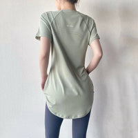 -Shirt Short Sleeve Quick Dry Fitness Top Breathable Slim Butt Cover Running Shirt