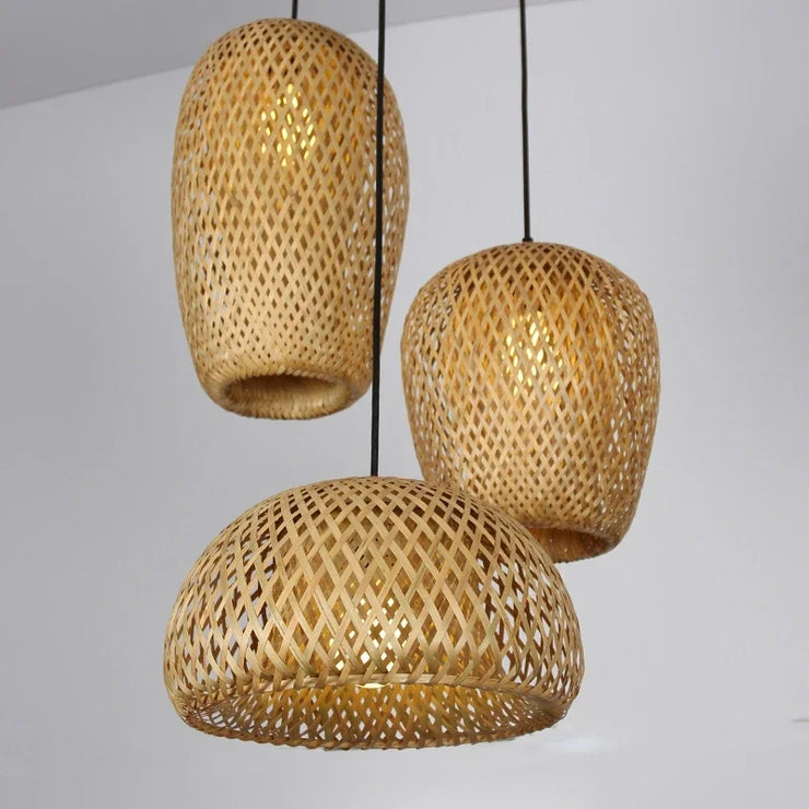 Classic 3Pcs Bambooo Wood Pendant Lamp Ceiling Light Chandeliers Living Bed Study Room Lighting Fixture E27 Home Decor Luminaire