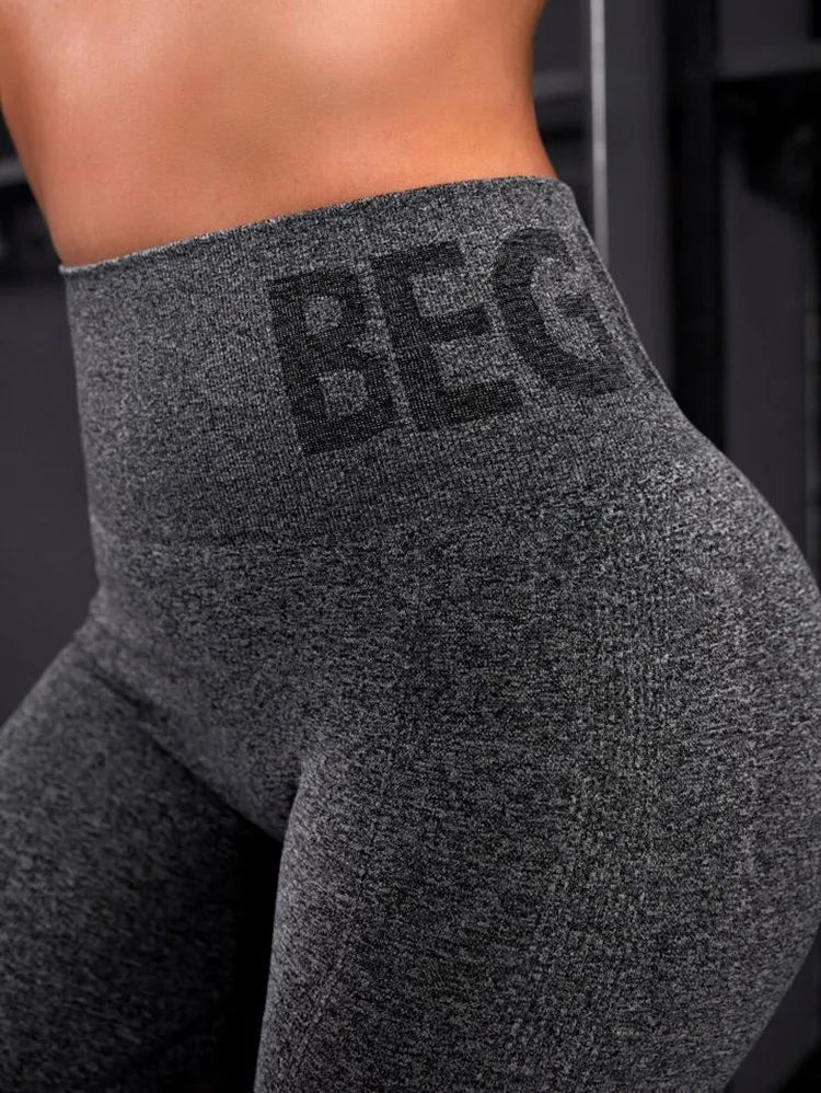 Newest Letter Honey Peach Hip Yoga Pants High Waist Lift Hip Tight Fitness Leggings Seamless Training Sports Leggings
