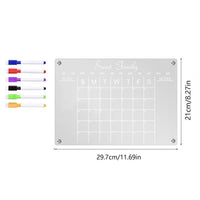 Fridge Magnet Sticker Calendar Board Planner Reusable Magnetic Dry Erase Board Schedule Transparent Acrylic Fridge Message Menu