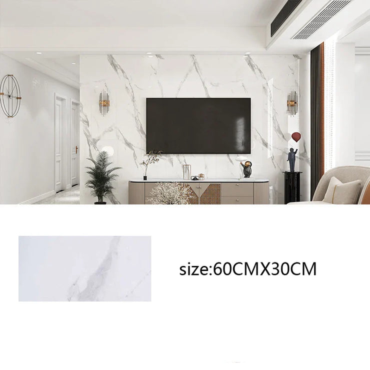 Adhesive Marble Wallpaper Waterproof Wall Stickers Kitchen Bathroom Living Room TV Background Renovation Wallboard Decor