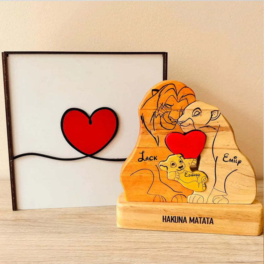 Puzzle Wooden Lion Puzzle Home Decor Thanksgiving Christmas Warm Gifts