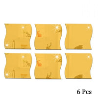 Adhesive Acrylic Mirror Wall Sticker DIY Art Mirror Creative Wave Shape Bathroom Living Room Decor