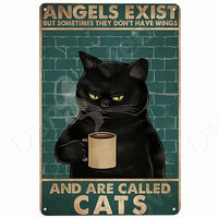 Happy Retro Tin Sign Tuxedo Cat Metal Sign Golfing Cat Plaque Poster Home Cafe Bar Bathroom Wall Decor