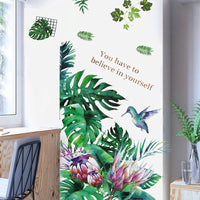 Removable Tropical Leaves Flowers Wall Stickers Home Living Room Decorative Green Leaves Plants DIY Sticker Wallpaper Supplies 7