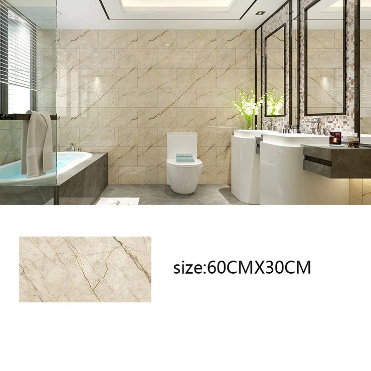 Adhesive Marble Wallpaper Waterproof Wall Stickers Kitchen Bathroom Living Room TV Background Renovation Wallboard Decor