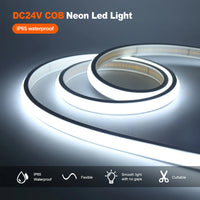 IP68 Waterproof COB LED Neon Strip Light 12V 24V Dimmable 320 LEDs Flexible Ribbon High Density Linear Lighting Home Decoration