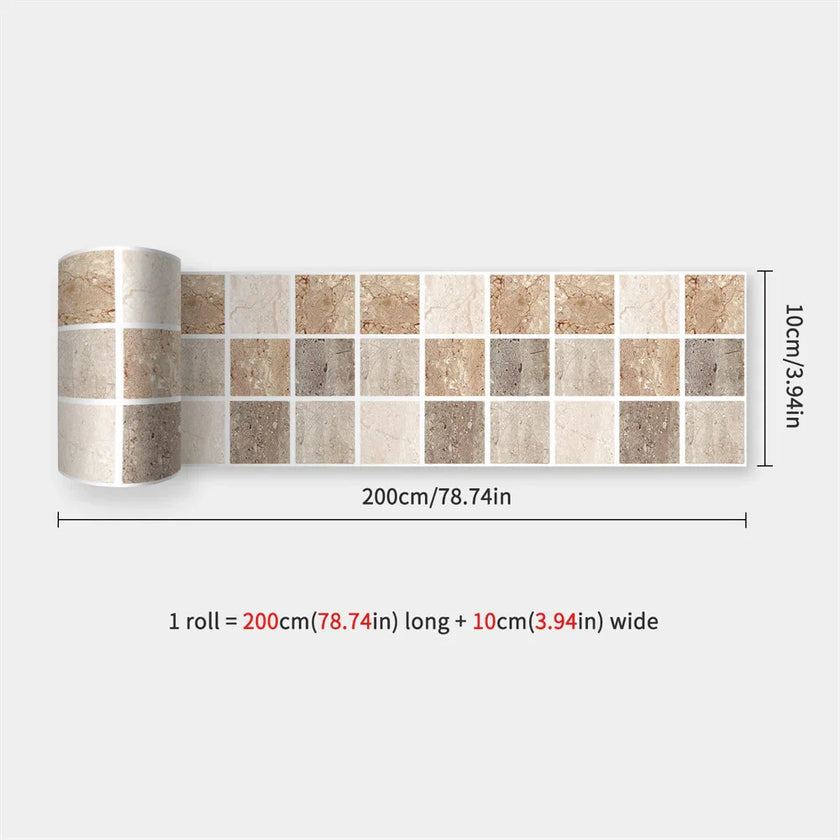 10X200cm Long Strip Wall Stickers Floor Kitchen Bathroom Living Room Skirting Line Wall Decor Waterproof Peel & Stick Wallpaper