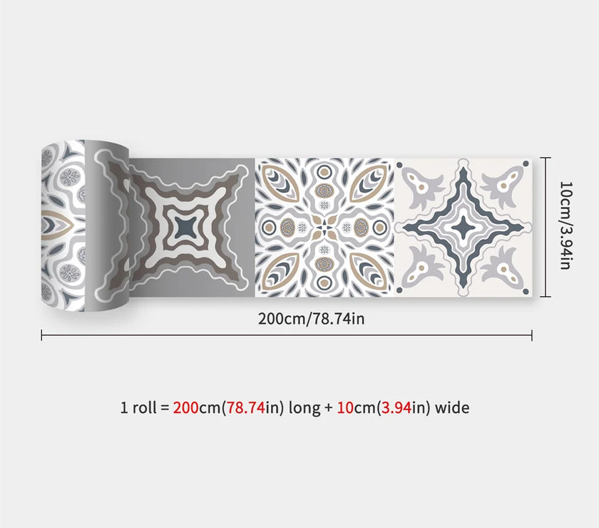 10X200cm Long Strip Wall Stickers Floor Kitchen Bathroom Living Room Skirting Line Wall Decor Waterproof Peel & Stick Wallpaper