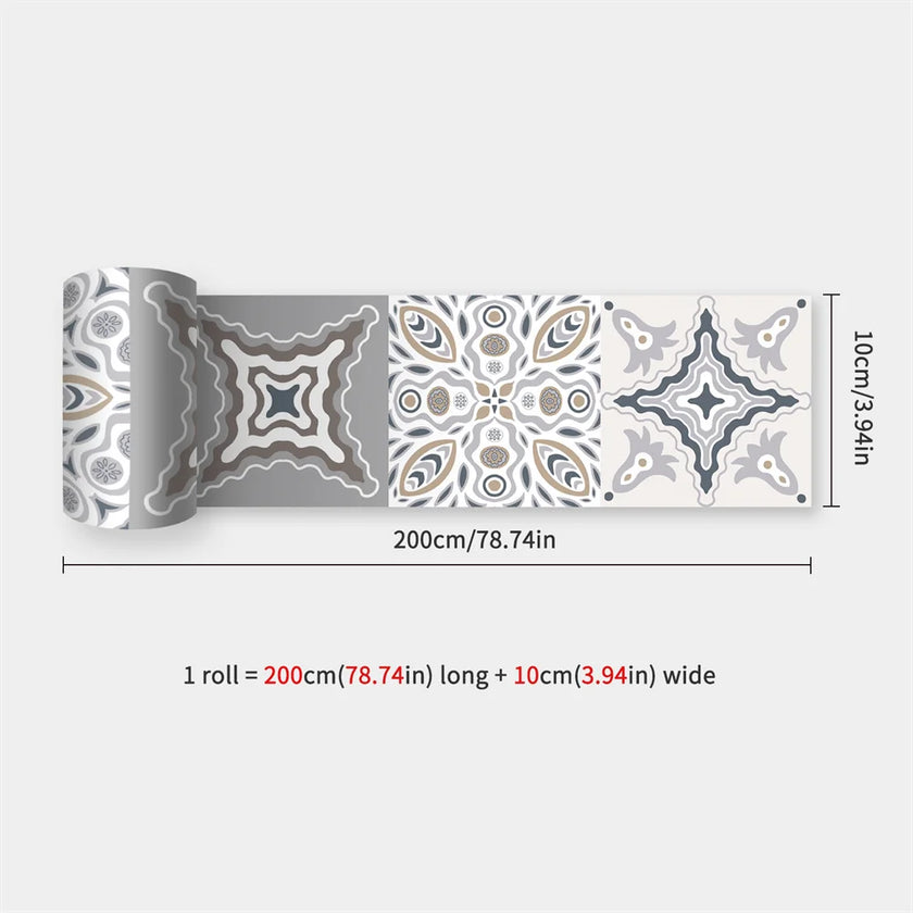 10X200cm Long Strip Wall Stickers Floor Kitchen Bathroom Living Room Skirting Line Wall Decor Waterproof Peel & Stick Wallpaper