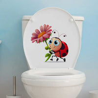 Funny Ladybug Pattern Sticker Wall Sticker Bathroom Toilet Decor Decals Living Room Cabinet Home Decoration M803