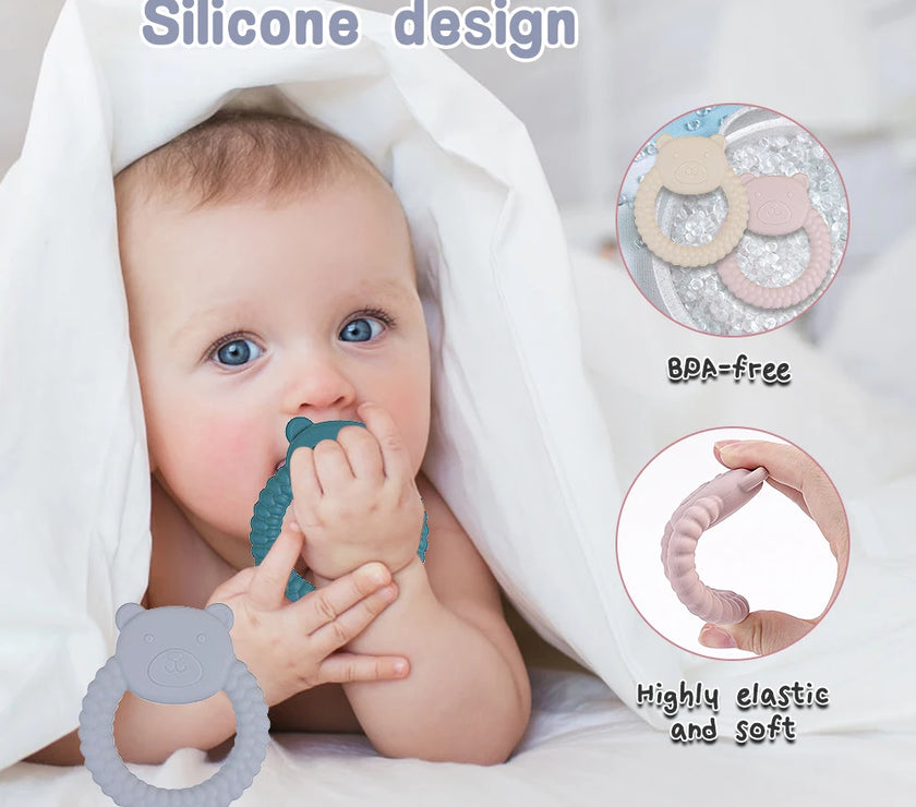 1Pcs Baby Teether Silicone Toy BPA Free Cartoon Rabbit Nursing Teething Gifts Baby Health Molar Chewing Newborn Accessories Toy