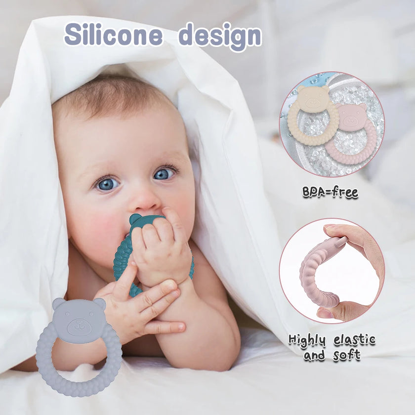 1Pcs Baby Teether Silicone Toy BPA Free Cartoon Rabbit Nursing Teething Gifts Baby Health Molar Chewing Newborn Accessories Toy