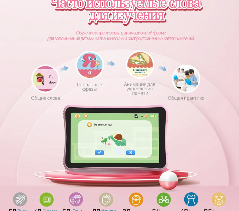 7 Inch Kids Tablet Russian Children Laptop Learning Education Computer For Toddler Preschool Studying Educational Montessori Toy