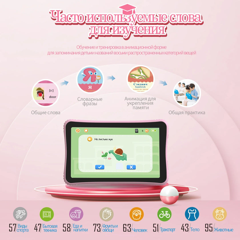 7 Inch Kids Tablet Russian Children Laptop Learning Education Computer For Toddler Preschool Studying Educational Montessori Toy