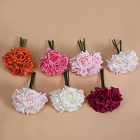 5Head Curl Edge Rose Bunch Moisturizing Real Touch Rose Bouquet Wedding Bridal Bouquet Artificial Flowers Home Party Event Decor