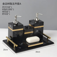 European 8 Piece Hotel Bathroom Accessories Set Restroom Toiletries Shampoo Bottle Soap Box Storage Trays Decorative Home Decore