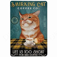 Happy Retro Tin Sign Tuxedo Cat Metal Sign Golfing Cat Plaque Poster Home Cafe Bar Bathroom Wall Decor