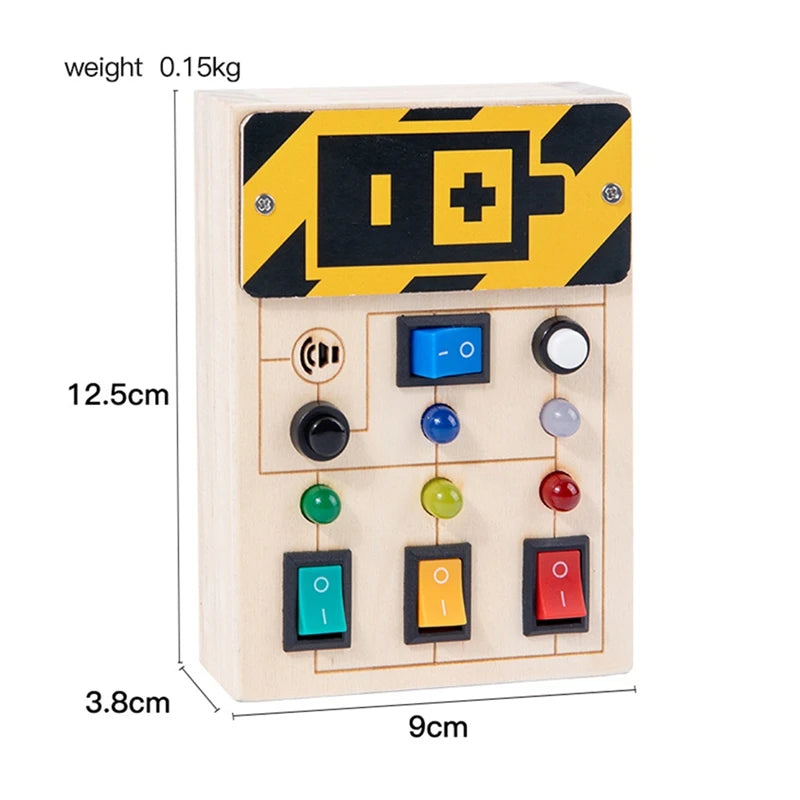 1 PCS Power Baby Montessori Wooden Busy Board With LED Light Sensory Educational Toys Wooden For Toddlers 1-3Y Toggle Switch Toy