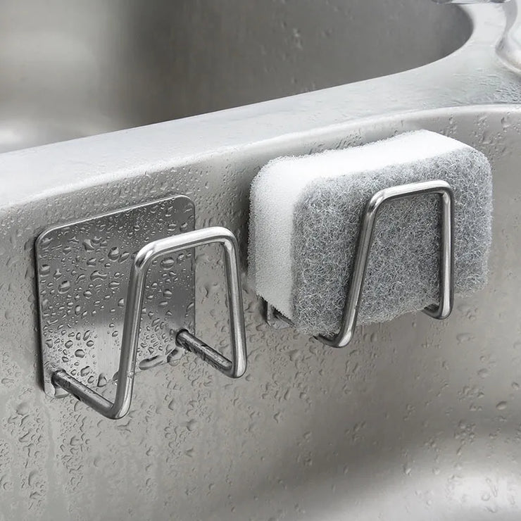 Adhesive Sink Drain Racks Stainless Steel Sink Wall Storage Racks Hooks