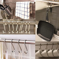 -Shape Hook Stainless Steel Clothes Towel Plant Hanging Rack Kitchen Bedroom Railing