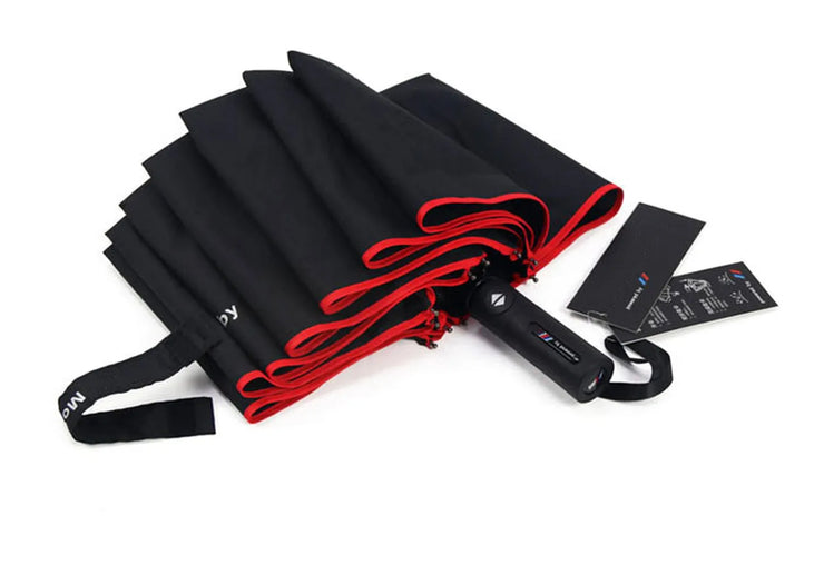 Original For BMW 4S shop car umbrella red edge 10 bone high-end automatic folding umbrella for rain shine umbrella with M logo