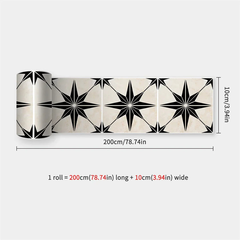 10X200cm Long Strip Wall Stickers Floor Kitchen Bathroom Living Room Skirting Line Wall Decor Waterproof Peel & Stick Wallpaper