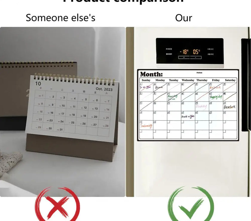 Magnetic Fridge Calendar Whiteboard with Dry-erase Marker Erasable Refrigerator Weekly Planner Magnetic Calendar calendario