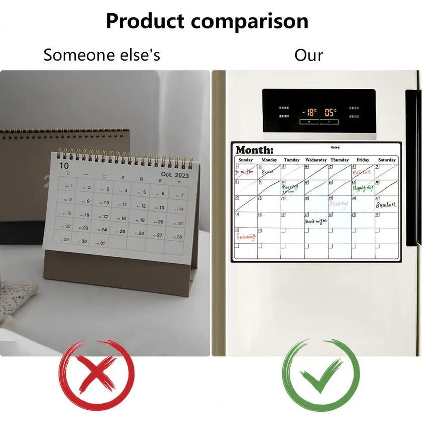 Magnetic Fridge Calendar Whiteboard with Dry-erase Marker Erasable Refrigerator Weekly Planner Magnetic Calendar calendario