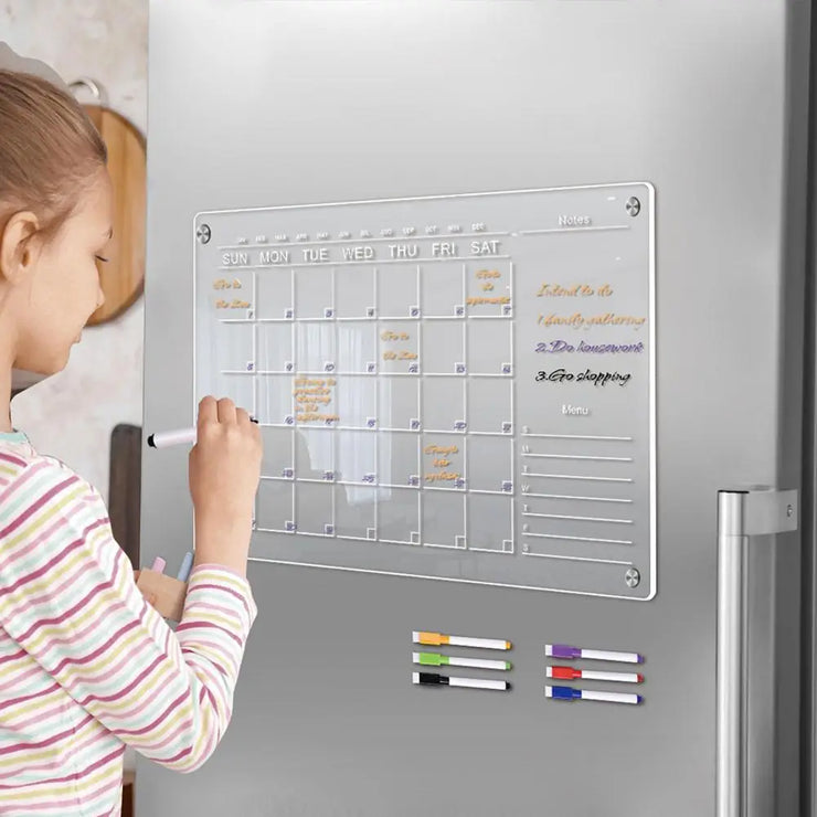 Monthly Board Calendar Monthly Board Reusable Magnetic Fridge Calendars with Scratch-proof Boards Marker Pens Stay Organized