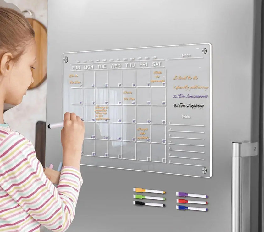 Monthly Board Calendar Monthly Board Reusable Magnetic Fridge Calendars with Scratch-proof Boards Marker Pens Stay Organized