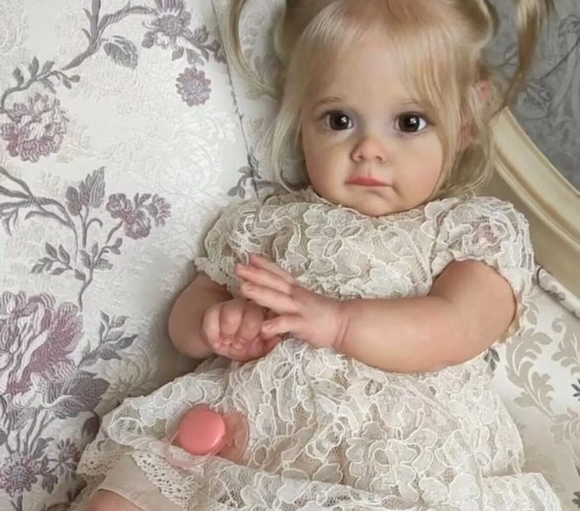 60CM Maggie Handmade High Quality Soft Vinyl Silicone Reborn Toddler Detailed Lifelike Hand-rooted hair Collectible Art Doll