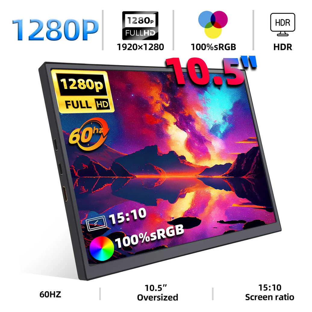 10.5" 1280P Portable Monitor | ZSUS IPS Display