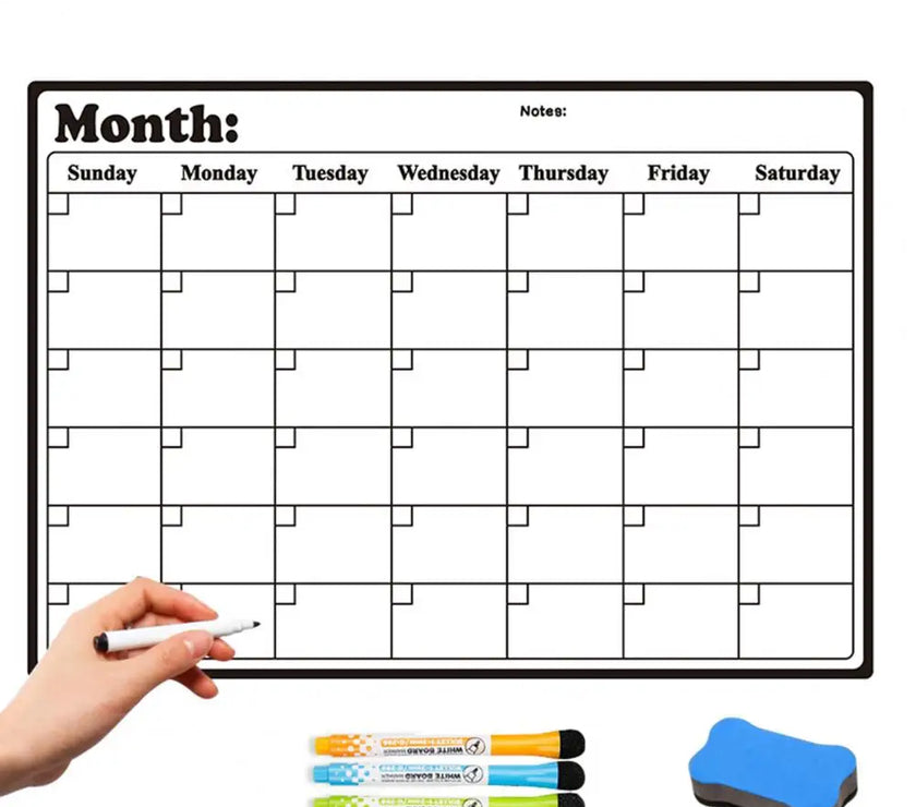 Magnetic Fridge Calendar Whiteboard with Dry-erase Marker Erasable Refrigerator Weekly Planner Magnetic Calendar calendario