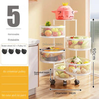 Kitchen Holders Vegetable Shelving Multi-Functional Fruits Rotating Storage Rack Basket Floor Multi-Layer Vegetable Basket Round