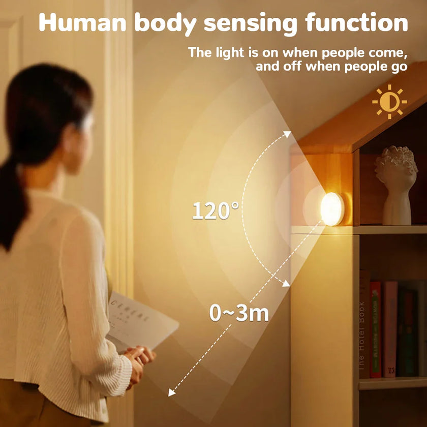 Motion Sensor Light Bedroom LED Night Lights USB Rechargeable Night Lamp