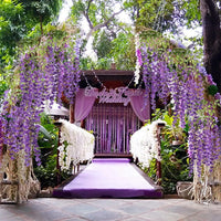 24PCS Wisteria Artificial Flower Vines Wedding Home Decoration Supplies Silk Rattan for Backdrop Wall Garden Decor Fake Flowers