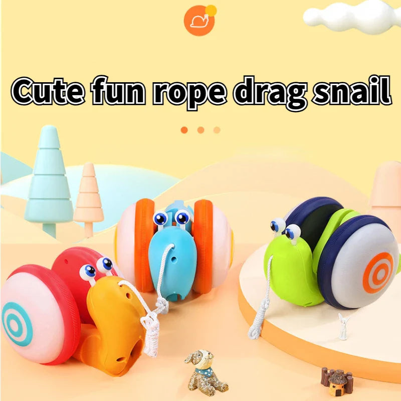 Cute Rope Drag Snail Creative Toy Music Light Rope Pull Baby Toddler Toy